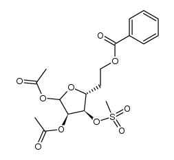 6-O-benzoyl-5-deoxy-1,2-di-O-acetyl-3-O-mesyl-α-D-allofuranose结构式