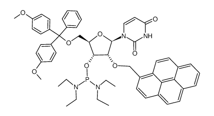 5'-dimethoxytrityl-2'-(1-pyrenylmethyl)uridine 3'-phosphorobisdiethylamidite结构式