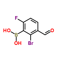 (2-Bromo-6-fluoro-3-formylphenyl)boronic acid结构式