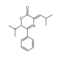 (6S)-6-isopropyl-5-phenyl-3-[(Z)-2-methylpropylidene]-3,6-dihydro-2H-1,4-oxazin-2-one Structure