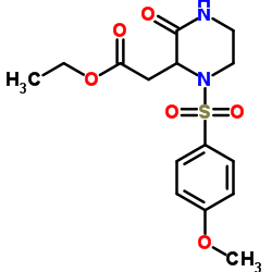 Ethyl {1-[(4-methoxyphenyl)sulfonyl]-3-oxo-2-piperazinyl}acetate结构式