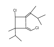 2-chloro-4-(chloromethylene)-1-isopropyl-1-methyl-3-(3-methylbutan-2-ylidene)cyclobutane Structure