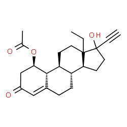 1-acetoxy-17-ethinyl-17-hydroxy-18-methyl-4-estren-3-one结构式