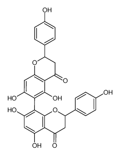 (2S,2'S)-2,2',3,3'-Tetrahydro-5,5',7,7'-tetrahydroxy-2,2'-bis(4-hydroxyphenyl)-6,8'-bi(4H-1-benzopyran)-4,4'-dione结构式