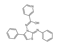N-(4-phenyl-2-phenylimino-1,3-thiazol-3-yl)pyridine-3-carboxamide结构式
