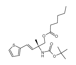 (2R)-tert-butoxycarbonylamino-1-n-hexanoyloxy-2-methyl-4-(thiophen-2-yl)-3-butene结构式