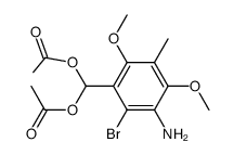 (3-amino-2-bromo-4,6-dimethoxy-5-methylphenyl)methylene diacetate结构式