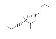 1-butylsulfanyl-2,3,6-trimethylhept-6-en-4-yn-3-ol结构式