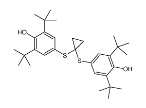 2,6-ditert-butyl-4-[1-(3,5-ditert-butyl-4-hydroxyphenyl)sulfanylcyclopropyl]sulfanylphenol结构式