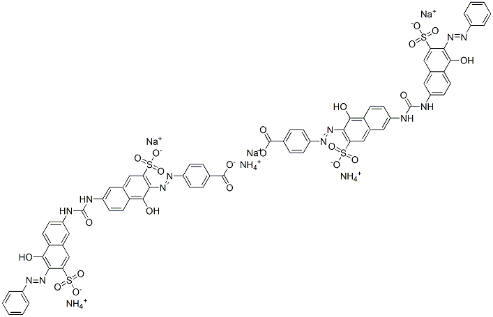 p-[[1-hydroxy-6-[[[[5-hydroxy-6-(phenylazo)-7-sulpho-2-naphthyl]amino]carbonyl]amino]-3-sulpho-2-naphthyl]azo]benzoic acid, ammonium sodium salt picture