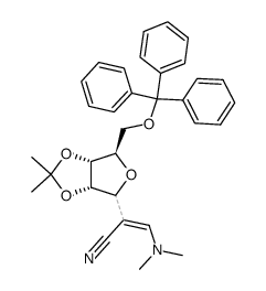 2-((3aS,6R,6aR)-2,2-dimethyl-6-((trityloxy)methyl)tetrahydrofuro[3,4-d][1,3]dioxol-4-yl)-3-(dimethylamino)acrylonitrile Structure