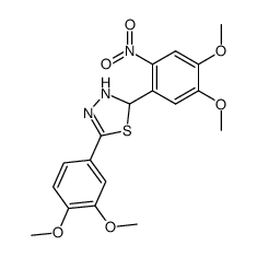2-(3,4-dimethoxyphenyl)-5-(4,5-dimethoxy-2-nitrophenyl)-Δ2-1,3,4-thiadiazoline结构式
