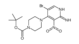 tert-butyl 4-(2-amino-5-bromo-3-nitropyridin-4-yl)piperazine-1-carboxylate结构式