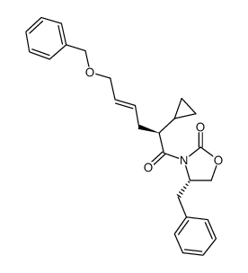 (S)-4-benzyl-3-[(2S,4E)-6-benzyloxy-2-cyclopropylhex-4-enoyl]oxazolidin-2-one结构式