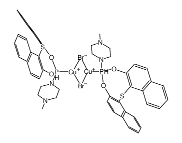 [Cu2(μ-Br)2(1-(dinaphtho[2,1-d:1',2'-g][1,3,6,2]dioxathiaphosphocin-4-yl)-4-methylpiperazine)2]结构式
