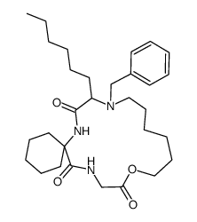 10-benzyl-9-hexyl-17-oxa-7,10,20-triazaspiro[5.15]henicosane-8,18,21-trione Structure