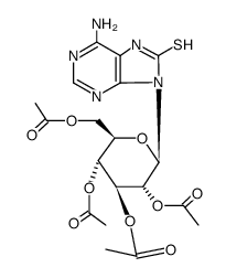 6-amino-9-(tetra-O-acetyl-β-D-glucopyranosyl)-7,9-dihydro-purine-8-thione结构式