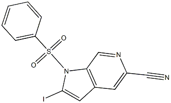 1-(Phenylsulfonyl)-5-cyano-2-iodo-6-azaindole Structure