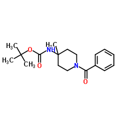 (1-苯甲酰-4-甲基哌啶-4-基)氨基甲酸叔丁酯结构式