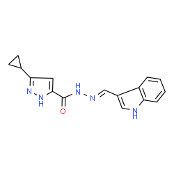 (E)-N-((1H-indol-3-yl)methylene)-3-cyclopropyl-1H-pyrazole-5-carbohydrazide结构式