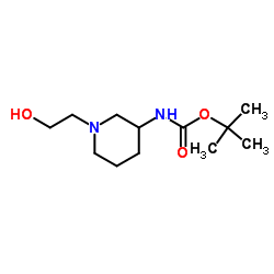 2-Methyl-2-propanyl [1-(2-hydroxyethyl)-3-piperidinyl]carbamate结构式