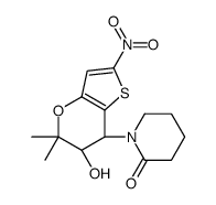 1-[(6S,7R)-6-hydroxy-5,5-dimethyl-2-nitro-6,7-dihydrothieno[3,2-b]pyran-7-yl]piperidin-2-one结构式