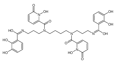 1,14-bis(2,3-dihydroxybenzoyl)-5,10-bis(1-hydroxy-2-pyridon-6-oyl)-1,5,10,14-tetraazatetradecane structure