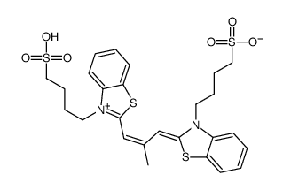 hydrogen-2-[2-methyl-3-[3-(4-sulphonatobutyl)-3H-benzothiazol-2-ylidene]prop-1-enyl]-3-(4-sulphonatobutyl)benzothiazolium结构式