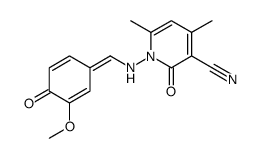1-[[(E)-(3-methoxy-4-oxocyclohexa-2,5-dien-1-ylidene)methyl]amino]-4,6-dimethyl-2-oxopyridine-3-carbonitrile Structure