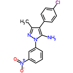4-(4-Chlorophenyl)-3-methyl-1-(3-nitrophenyl)-1H-pyrazol-5-amine结构式