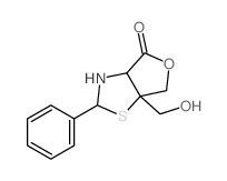 1-(hydroxymethyl)-7-phenyl-3-oxa-8-thia-6-azabicyclo[3.3.0]octan-4-one structure
