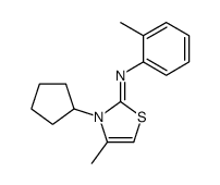 3-cyclopentyl-4-methyl-N-(2-methylphenyl)-1,3-thiazol-2-imine结构式