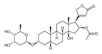 (3beta,5beta,16beta)-3-[(2,6-dideoxy-beta-D-ribo-hexopyranosyl)oxy]-14,16-dihydroxycard-20(22)-enolide 16-acetate结构式