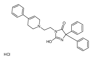 5,5-diphenyl-3-[2-(4-phenyl-3,6-dihydro-2H-pyridin-1-yl)ethyl]imidazolidine-2,4-dione,hydrochloride结构式