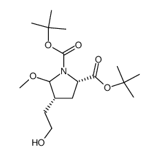 (2S,4R)-4-(2-Hydroxy-ethyl)-5-methoxy-pyrrolidine-1,2-dicarboxylic acid di-tert-butyl ester Structure