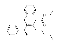 (S)-3-[Benzyl-((S)-1-phenyl-ethyl)-amino]-octanoic acid ethyl ester结构式