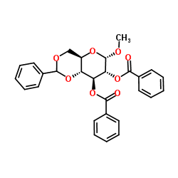 甲基2,3-二-O-苯甲酰基-4,6-O-苯亚甲基-Α-D-吡喃葡萄糖苷结构式