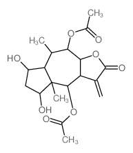 Azuleno(6,5-b)furan-2(3H)-one, 4,9-bis(acetyloxy)decahydro-5,7-dihydroxy-4a,8-dimethyl-3-methylene-, (3aS-(3aalpha,4beta,4abeta,5alpha,7alpha,7aalpha,8alpha,9beta,9abeta))- Structure