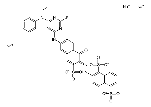 trisodium 2-[[6-[[4-(ethylphenylamino)-6-fluoro-1,3,5-triazin-2-yl]amino]-1-hydroxy-3-sulphonato-2-naphthyl]azo]naphthalene-1,5-disulphonate picture