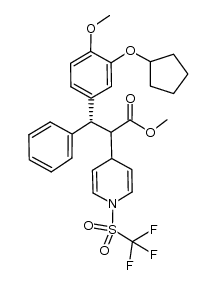 (3R)-methyl 3-(3-(cyclopentyloxy)-4-methoxyphenyl)-3-phenyl-2-(1-((trifluoromethyl)sulfonyl)-1,4-dihydropyridin-4-yl)propanoate Structure