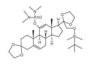 11-Bis(dimethylamino)phosphoryloxy-3,3:20,20-bis(ethylenedioxy)-21-tert-butyldimethylsilyloxy-pregna-5,11-diene Structure