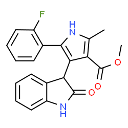 Methyl 5-(2-fluorophenyl)-2-methyl-4-(2-oxo-2,3-dihydro-1H-indol-3-yl)-1H-pyrrole-3-carboxylate Structure