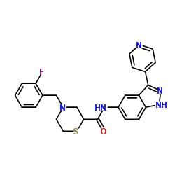 4-[(2-Fluorophenyl)Methyl]-N-[3-(4-pyridinyl)-1H-indazol-5-yl]-2-thiomorpholinecarboxamide structure