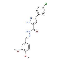 (E)-3-(4-chlorophenyl)-N-(3,4-dimethoxybenzylidene)-1H-pyrazole-5-carbohydrazide结构式