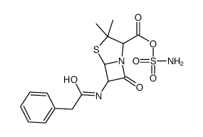 sulfamoyl 3,3-dimethyl-7-oxo-6-[(2-phenylacetyl)amino]-4-thia-1-azabicyclo[3.2.0]heptane-2-carboxylate Structure