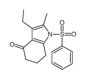 1-(benzenesulfonyl)-3-ethyl-2-methyl-6,7-dihydro-5H-indol-4-one结构式