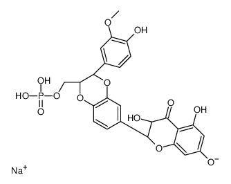 sodium,[(2R,3R)-3-(4-hydroxy-3-methoxyphenyl)-6-[(2R,3R)-3,5,7-trihydroxy-4-oxo-2,3-dihydrochromen-2-yl]-2,3-dihydro-1,4-benzodioxin-2-yl]methyl hydrogen phosphate Structure