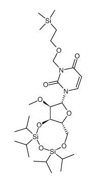 3-N-(trimethylsilyl)ethoxymethyl-3',5'-O-(tetraisopropyldisiloxane-1,3-diyl)-2'-O-methyluridine结构式