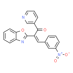 (Z)-2-(benzo[d]oxazol-2-yl)-3-(3-nitrophenyl)-1-(pyridin-3-yl)prop-2-en-1-one结构式