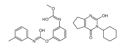 3-cyclohexyl-1,5,6,7-tetrahydrocyclopenta[d]pyrimidine-2,4-dione,[3-(methoxycarbonylamino)phenyl] N-(3-methylphenyl)carbamate结构式